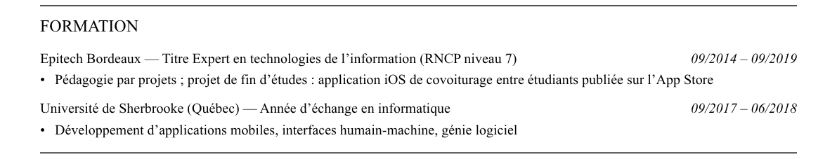 CV développeur mobile : formation